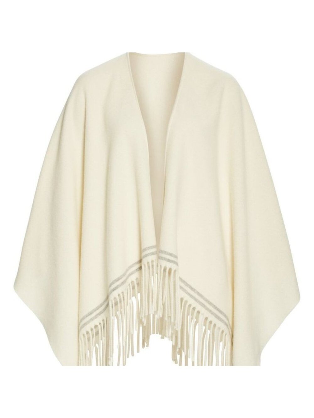 Rag & Bone Ivory Ruana Wool Fringe Poncho Wrap Made In Italy - One Size Fits All